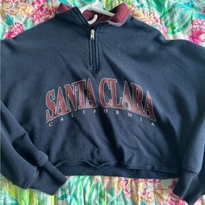 Cropped Navy Holister Collar Neck Sweatshirt Size XS